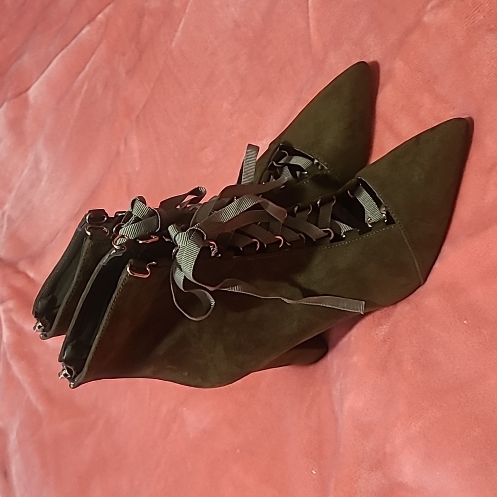 Bamboo Suede Lace Up Boots Size 10 - Picture 4 of 8